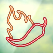 Autocollant Pour Fenêtre Faux Neon Red Chili Pepper Orange Flame (Feuille 3)