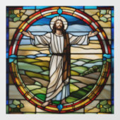 Autocollant Pour Fenêtre Faux Verre tendu Jésus avec bras Large ouvert (Feuille)