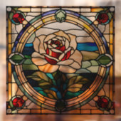 Autocollant Pour Fenêtre Faux Vitrail Rose simple rose (Feuille 2)