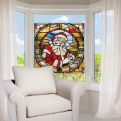 Autocollant Pour Fenêtre Faux Vitraux Santa Claus Grand