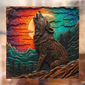 Autocollant Pour Fenêtre Faux Wolf de sculpture sur bois Howling Mountain F (Feuille 2)