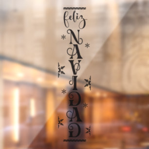 Autocollant Pour Fenêtre Feliz Navidad espagnol Joyeux Noël Typographie