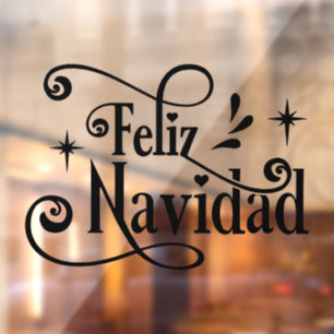Autocollant Pour Fenêtre Feliz Navidad Spanish Merry Christmas Typographie