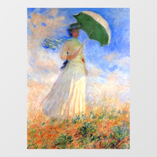 Autocollant Pour Fenêtre Femme Monet avec un parasol face droit (Feuille)