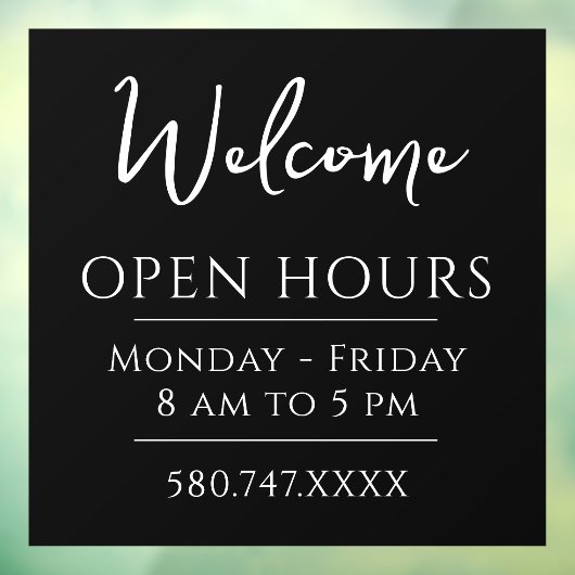 Autocollant Pour Fenêtre Fenêtre d'accueil et d'heures d'ouverture minimale (Feuille 3)