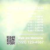 Autocollant Pour Fenêtre Fenêtre de code QR des heures d'ouverture (Feuille 3)