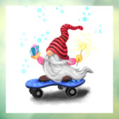 Autocollant Pour Fenêtre Fenêtre de Noël Clouer Patinage Gnome avec cadeaux (Feuille 3)