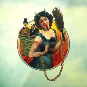 Autocollant Pour Fenêtre Fenêtre de Noël Krampus Femme Clouage