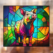 Autocollant Pour Fenêtre Ferme Vie Cochon Cochon Faux Verre tendu (Feuille 2)