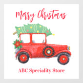 Autocollant Pour Fenêtre Festif blanc de camion rouge de Noël (Feuille)