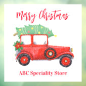 Autocollant Pour Fenêtre Festif blanc de camion rouge de Noël (Feuille 3)