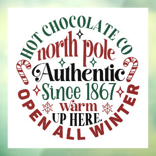 Autocollant Pour Fenêtre Festif Noël Pôle Nord chocolat chaud