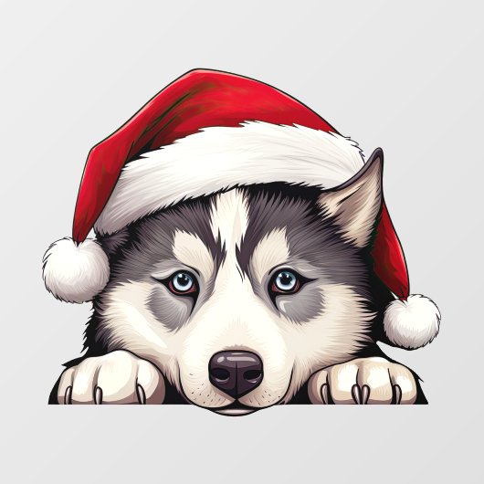 Autocollant Pour Fenêtre Festif Noël Sibérien Husky fenêtre Cling (Feuille)