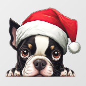 Autocollant Pour Fenêtre Festive Noël Boston Terrier Cling fenêtre (Feuille)