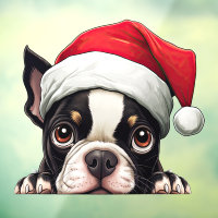Festive Noël Boston Terrier Cling fenêtre