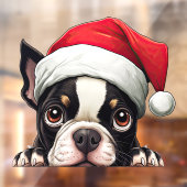 Autocollant Pour Fenêtre Festive Noël Boston Terrier Cling fenêtre (Feuille 2)
