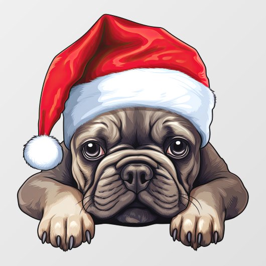 Autocollant Pour Fenêtre Festive Noël Français Bulldog Cling (Feuille)