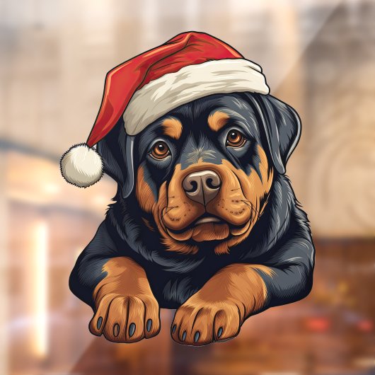 Autocollant Pour Fenêtre Festive Noël Rottweiler Cling fenêtre (Feuille 2)