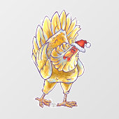 Autocollant Pour Fenêtre Festive Poulet de Noël Clou de fenêtre (Feuille)