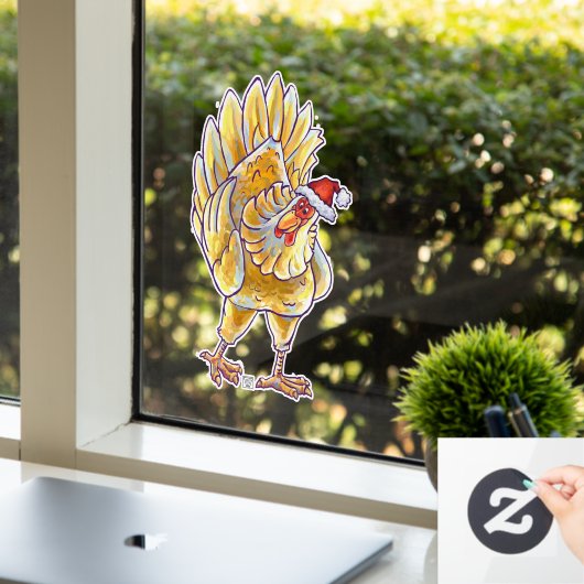 Autocollant Pour Fenêtre Festive Poulet de Noël Clou de fenêtre (Bureau)