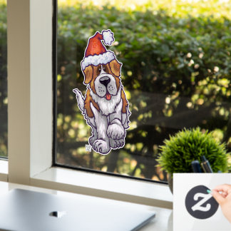 Autocollant Pour Fenêtre Festive St. Bernard Cling de fenêtre