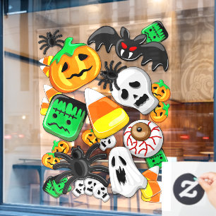 Autocollant Pour Fenêtre Fête des Candies Éffrayantes d'Halloween