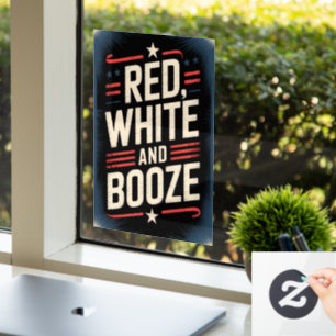 Autocollant Pour Fenêtre Fête du 4 juillet Booze Rouge Blanc et Booze