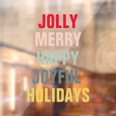 Autocollant Pour Fenêtre Fêtes Colorées Joyeuses Merry Heureuses Joyeuses (Feuille 2)