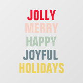 Autocollant Pour Fenêtre Fêtes Colorées Joyeuses Merry Heureuses Joyeuses (Feuille)