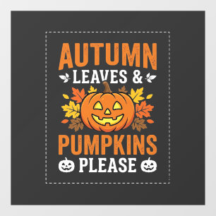 Autocollant Pour Fenêtre Feuilles d'automne Citrouille Halloween Design