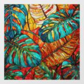 Autocollant Pour Fenêtre Feuilles tropicaux Vitrail art (Feuille)