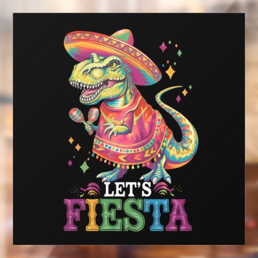 Autocollant Pour Fenêtre Fiesta Cinco De Mayo T Rex Dinosaur (Feuille 2)