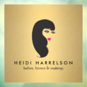 Autocollant Pour Fenêtre Fille aux Cils Faux Salon de Beauté en Or (Feuille 3)