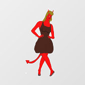 Autocollant Pour Fenêtre fille diable (Feuille)