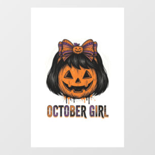 Autocollant Pour Fenêtre Fille d'octobre Citrouille Arc Halloween Vecteur C