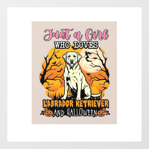 Autocollant Pour Fenêtre Fille qui aime Labrador Retriever Halloween Sorciè