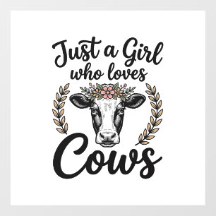 Autocollant Pour Fenêtre Fille Vintage Qui Aime Les Vaches Fleur Cow Chemis