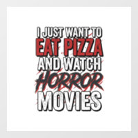Films d'horreur de pizza Typographie vintage Hallo