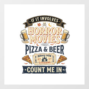 Autocollant Pour Fenêtre Films d'horreur Pizza Bière Drôle Halloween_1