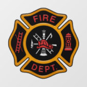 Autocollant Pour Fenêtre Fire Department Maltese Cross Window Cling (Feuille)