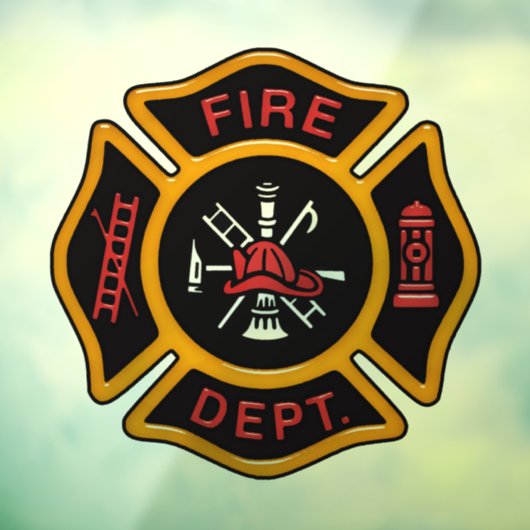 Autocollant Pour Fenêtre Fire Department Maltese Cross Window Cling (Feuille 3)
