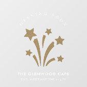 Autocollant Pour Fenêtre Firework Star Gold White Ouverture Bientôt (Feuille)