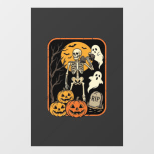 Autocollant Pour Fenêtre Fitness Halloween squelette fantôme citrouille Wor
