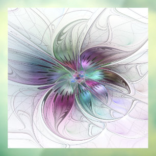 Autocollant Pour Fenêtre Fleur Abstraite colorée Art moderne floral fractal