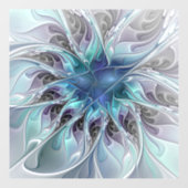 Autocollant Pour Fenêtre Fleur Abstraite Fractale Moderne Avec Bleu (Feuille)