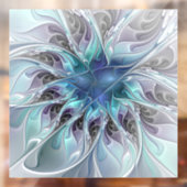 Autocollant Pour Fenêtre Fleur Abstraite Fractale Moderne Avec Bleu (Feuille 2)