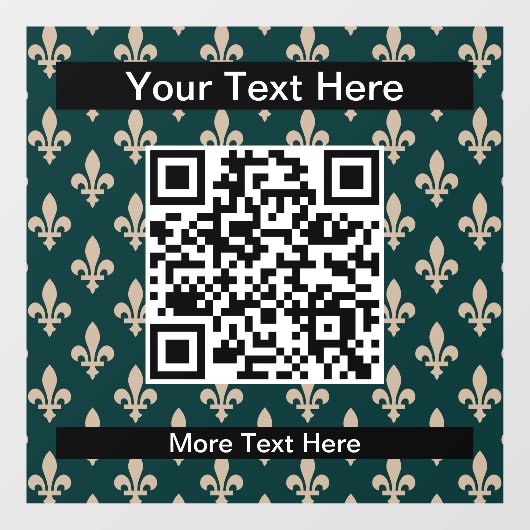 Autocollant Pour Fenêtre Fleur de Lis Motif, Français, Royal, Crème, Vert (Feuille)