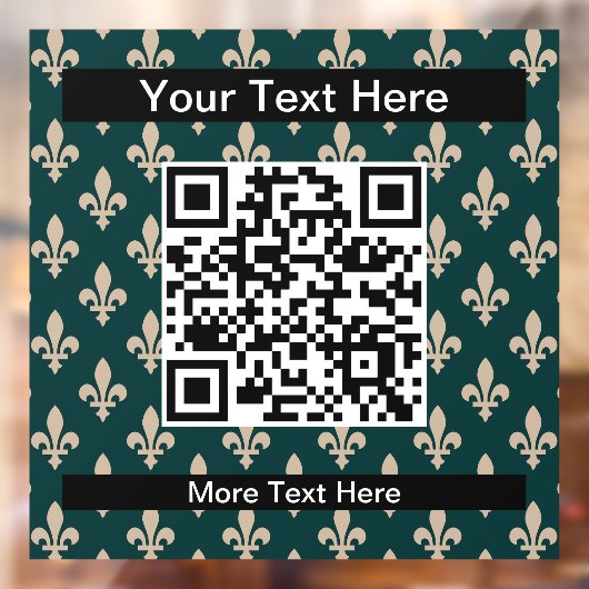 Autocollant Pour Fenêtre Fleur de Lis Motif, Français, Royal, Crème, Vert (Feuille 2)