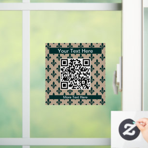 Autocollant Pour Fenêtre Fleur de Lis Motif, Français, Royal, Vert