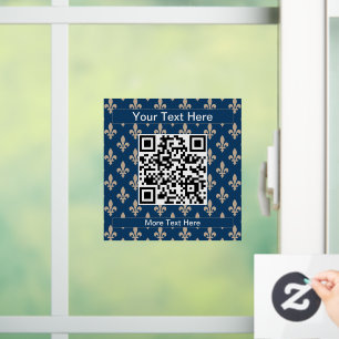 Autocollant Pour Fenêtre Fleur de Lis Motif, française, royale, crème, bleu